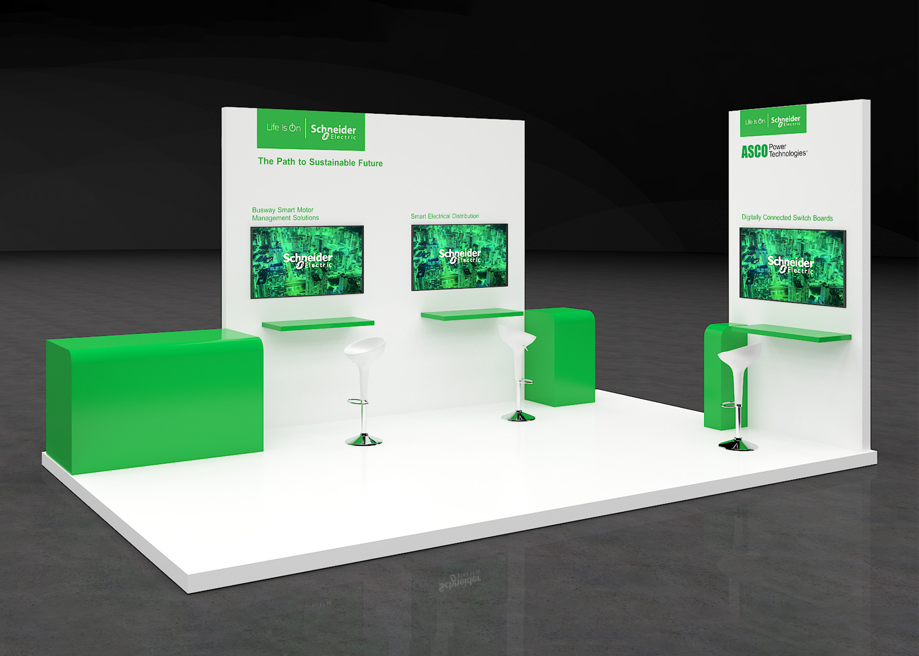 3D mock up of the Schneider booth