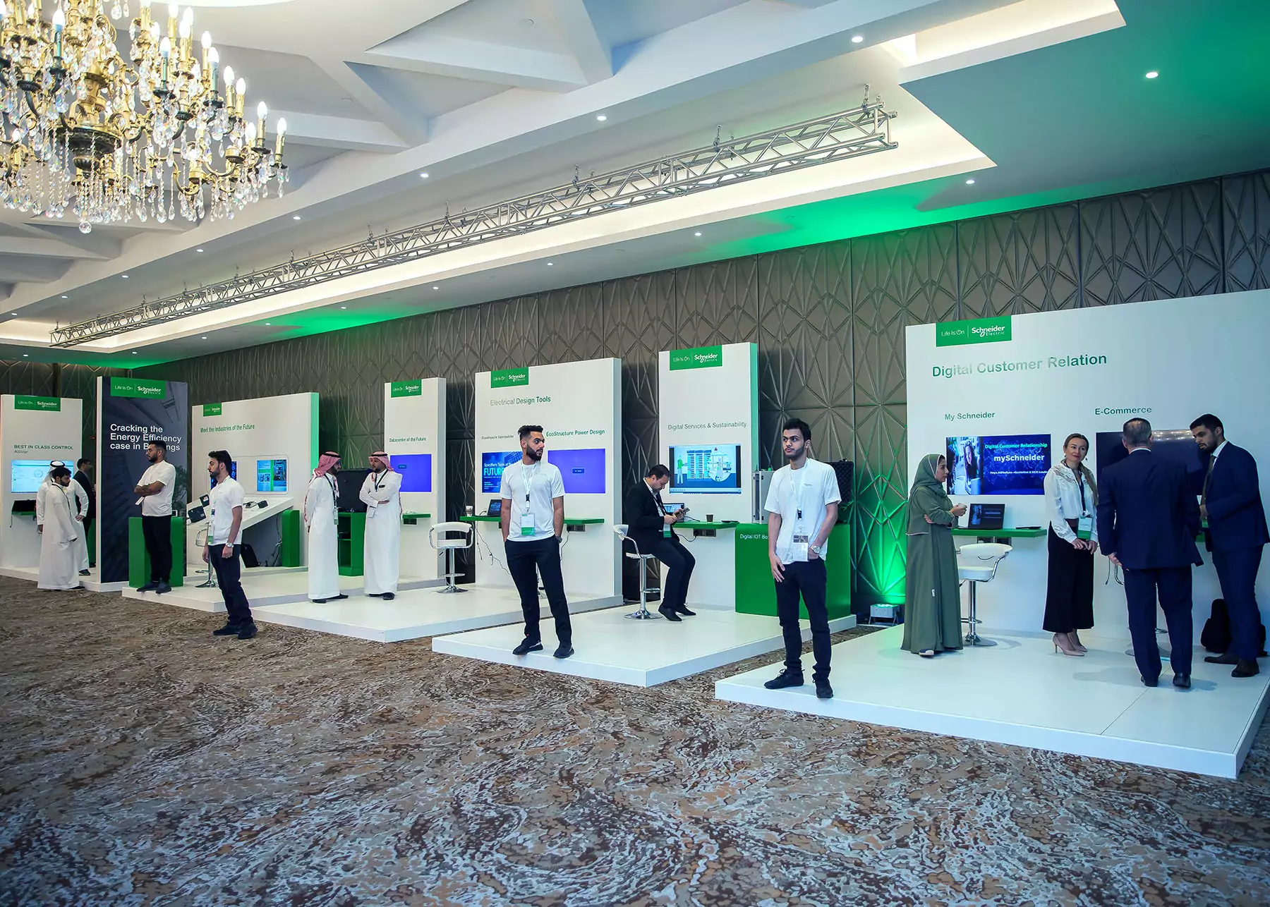 Booths at the Schneider event