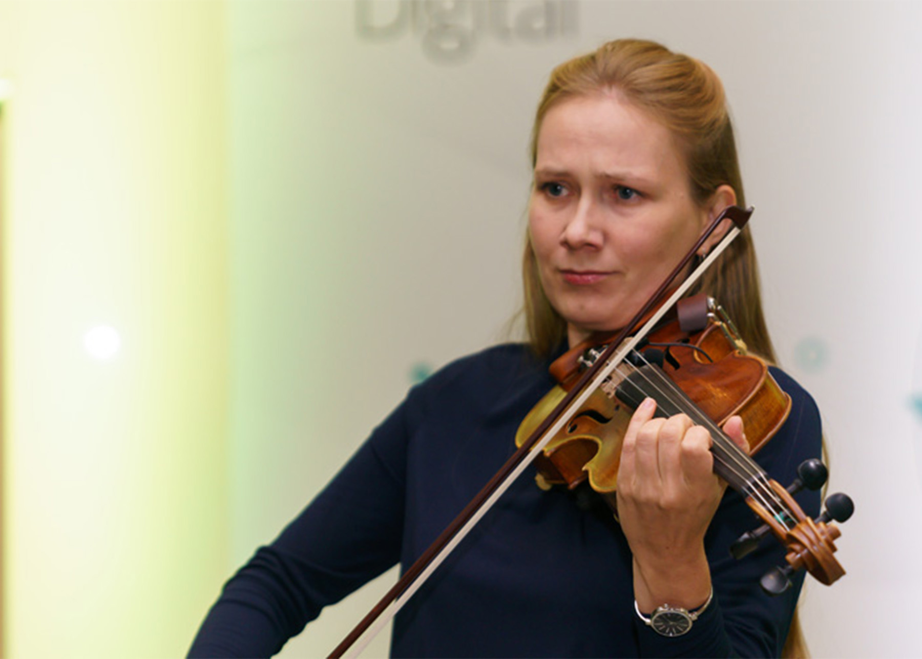 Close-up of a violin player