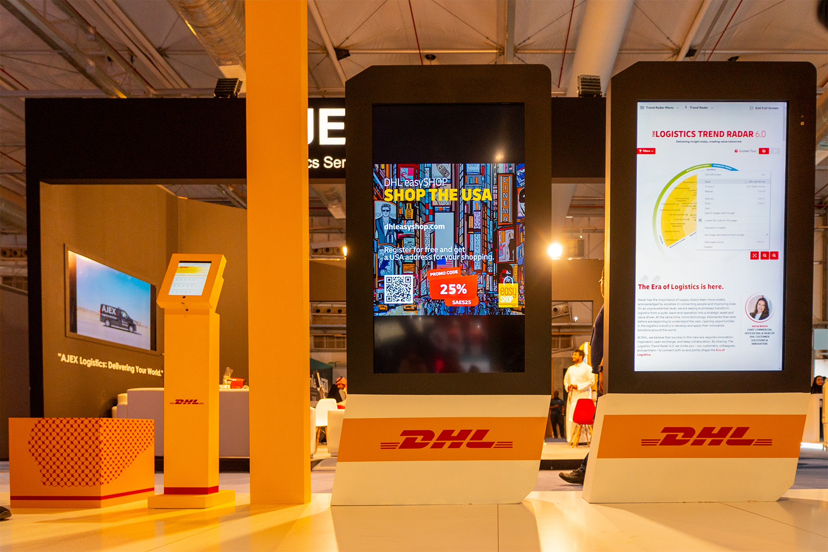 Infographic screens at DHL booth