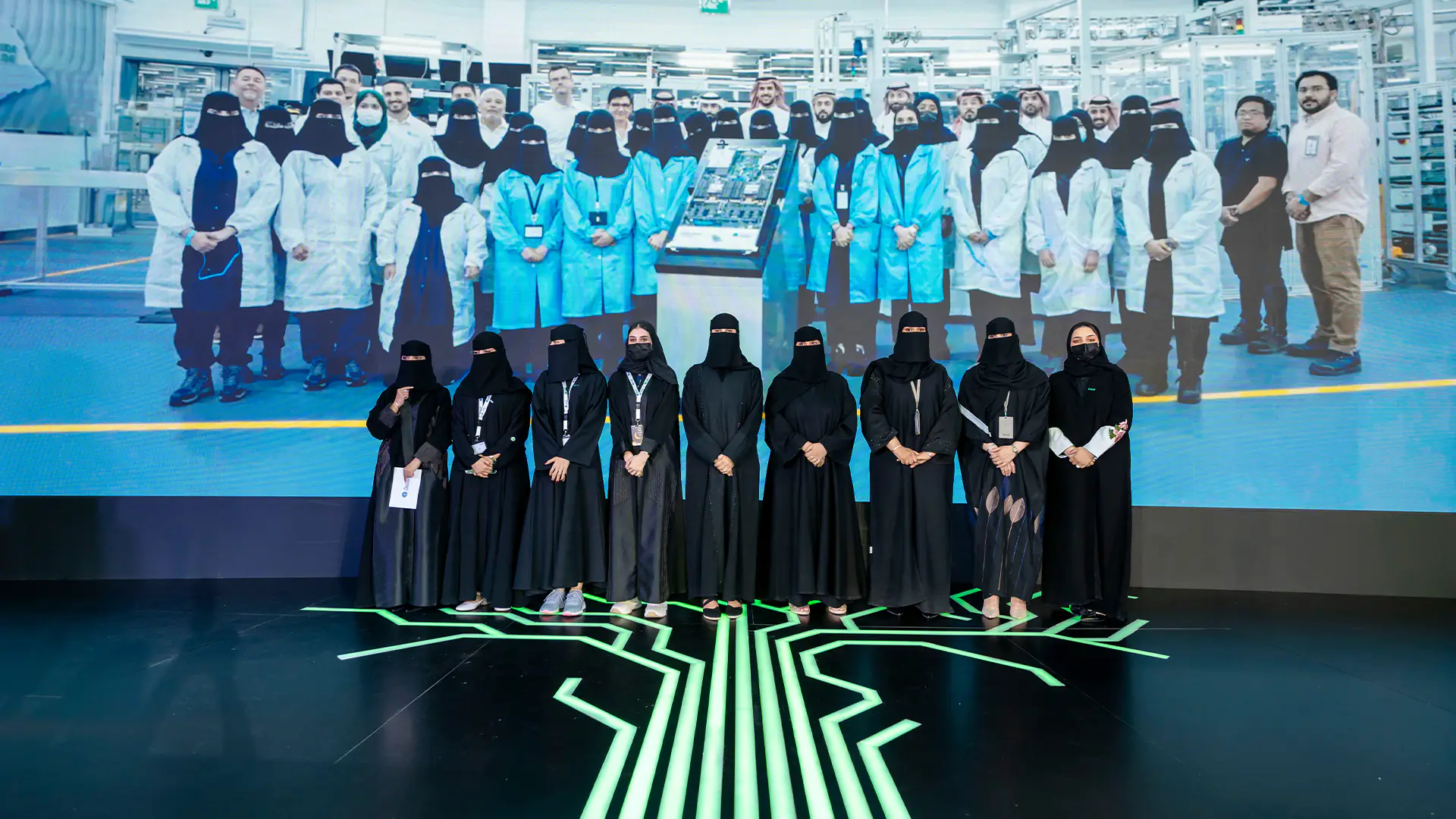 Female employees from Al Fanar, responsible for assembling servers, recognized at the HPE Middle East Impact event